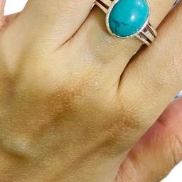 GenZcomplex Brass Turquoise Finger Ring-picture-32