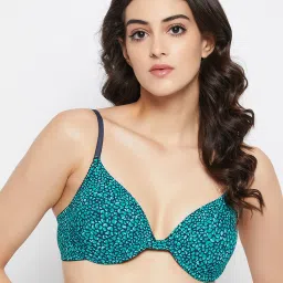 Clovia Teal Printed Full Coverage Push-Up Bra image 1