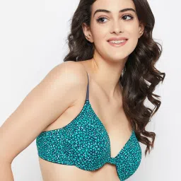 Clovia Teal Printed Full Coverage Push-Up Bra image 3