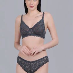 mod & shy Grey Self Pattern Everyday Bra Panty Set-image-50
