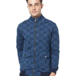 Campus Sutra Blue Checks Full Sleeves Mock Collar Jacket-image-44
