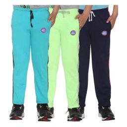 Vimal Jonney Kids Multicolor Mid Rise Trackpants - Pack of 3-image-47