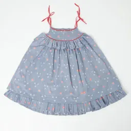 Fabindia Kids Grey Printed Dress-image-16