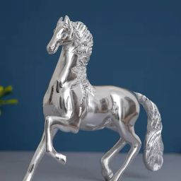 eCraftIndia Silver Aluminium Running Horse Statue-image-4