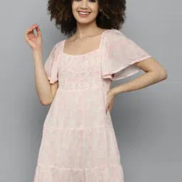 Allen Solly Pink Printed A-Line Dress-image-61