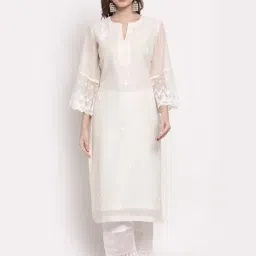 DART STUDIO White Embroidered Straight Kurta-64