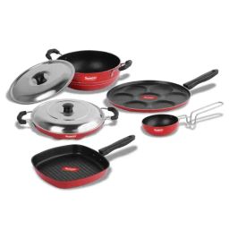 Sumeet Elegant Design Red Aluminium Cookware Set-26