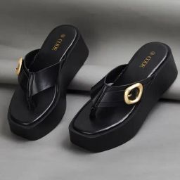 Code by Lifestyle Women's Black Thong Wedges-image-21