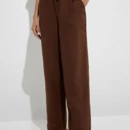 Bombay Paisley by Westside Brown Solid Cotton-Blend Pants-3