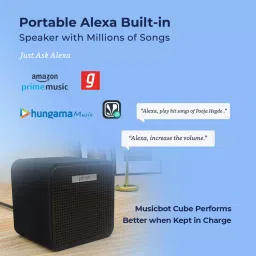 Ptron Musicbot Cube Portable Alexa Built-in Smart Speaker (Black) image 4