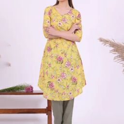 Aurelia Yellow Pure Cotton Floral Kurta-picture-2