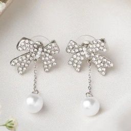 Joker & WItch Silver Drop Fleur Bow Style Drop Earring-picture-21