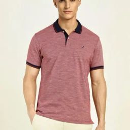 Allen Solly Dusty Pink Cotton Regular Fit Self Pattern Polo T-Shirt-picture-8