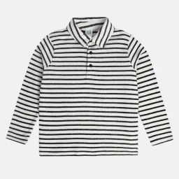 MINIKLUB Boys Black & White Striped Full Sleeves Polo T-Shirt-picture-21