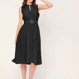 Moomaya Black Regular Fit Midi Dress-image-44