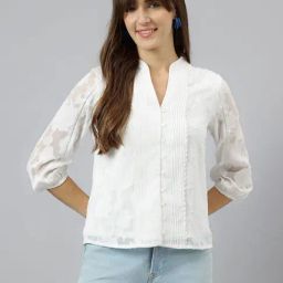 Latin Quarters White Self Design Shirt-13