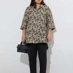 Diza by Westside Beige Floral Design High-Low Tunic-image-6