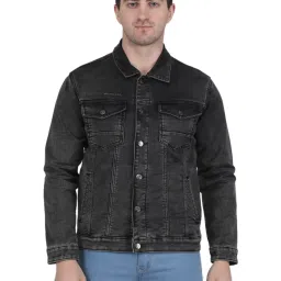 Monte Carlo Charcoal Regular Fit Printed Denim Jacket image 1