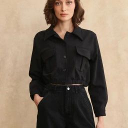 RAREISM Black Twill Solid Long Sleeves Jacket-picture-18