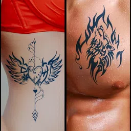 LICK Set Of 2 Matte Blue Finish Realistic Semi Temporary Body Tattoos-18