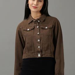 SHOWOFF Brown Regular Fit Denim Jacket-image-24