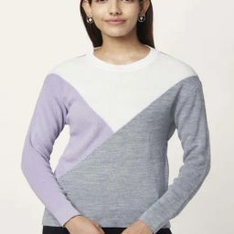 Annabelle by Pantaloons Grey Jacquard Pattern Sweater-image-97