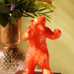 Pure Home and Living Orange Polyresin Bear Figurine (Small)-image-92