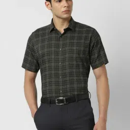 Van Heusen Green Regular Fit Checks Shirt-picture-3