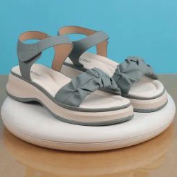 Mochi Women's Blue Ankle Strap Wedges-image-68