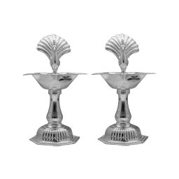 Sri Jagdamba Pearls 0.8 Silver Samay Diya - Set of 2 image 1