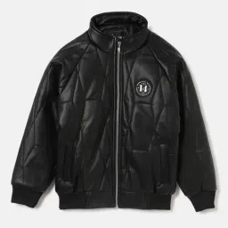 Blue Giraffe Boys Black Polyester Solid Jacket-image-56