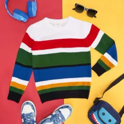 Pantaloons Junior Kids Multicolor Striped Full Sleeves Sweater-picture-22