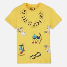 Gini & Jony Boys Yellow Graphic T-Shirt-image-75