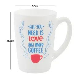 Luminarc Printed White Opalware Large Coffee Mug - Set of 6 (320ml) image 4