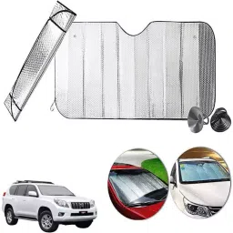 Auto Pearl F182 Dashboard Sun Shade Cover with Suction Cup for Toyota Prado (Silver)-36