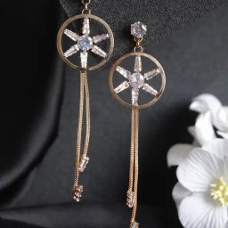Priyaasi Floral Rose Gold-Plated Dangler Earrings-image-71