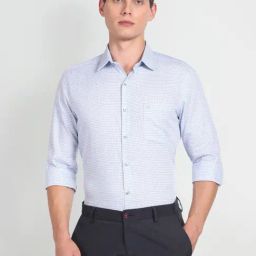 Arrow Blue Cotton Slim Fit Checks Shirt-picture-45