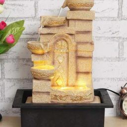 CHRONIKLE Cream Polyresin Table Top 4 Steps Waterfall Fountain-13