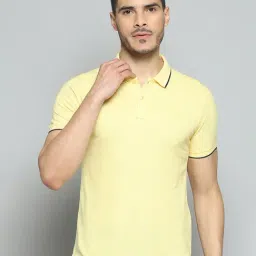 Cloak & Decker by Monte Carlo Yellow Cotton Blend Regular Fit Solid Polo T-Shirt-picture-8