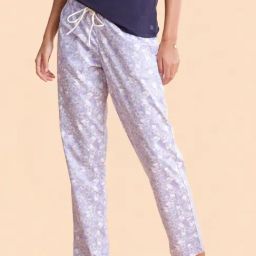 Enamor Purple Cotton Printed Lounge Pants-image-35