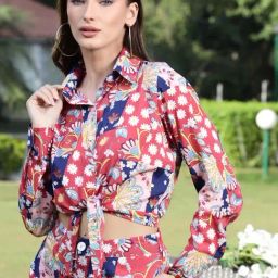 Sera Pink Printed Crop Shirt-image-54