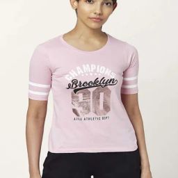 Ajile by Pantaloons Pink Cotton Graphic Print Sports Top-picture-20