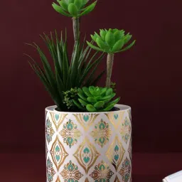 Tayhaa Gold & Aqua Ceramic Planter-image-87