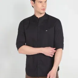 Arrow Sport Black Cotton Slim Fit Shirt-picture-5