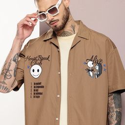 Kook N Keech Oversized Fit Jack Skellington Graphic Printed Pure Cotton Casual Shirt-image-42
