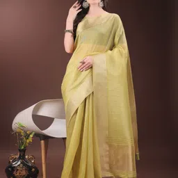KALINI Women Striped Zari Organza Designer Saree-picture-13