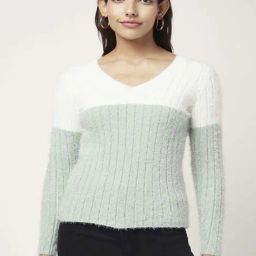 Honey by Pantaloons Green & White Self Pattern Sweater-image-65