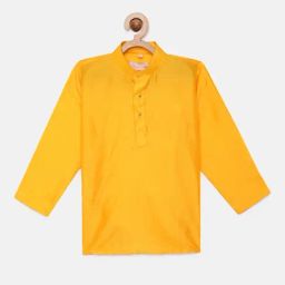 THANGAMAGAN Kids Yellow Solid Full Sleeves Kurta-image-26