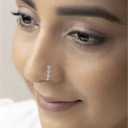 March by FableStreet Contemporary White Zircon 92.5 Sterling Silver Nose Ring-image-12