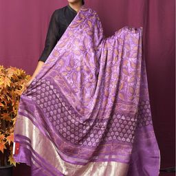 Unnati Silks Ethnic Motifs Printed Block Print Dupatta with Zari-13